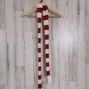 Aeropostale Red Cream White Striped Knit Sweater Scarf NEW 72" x 6.5"